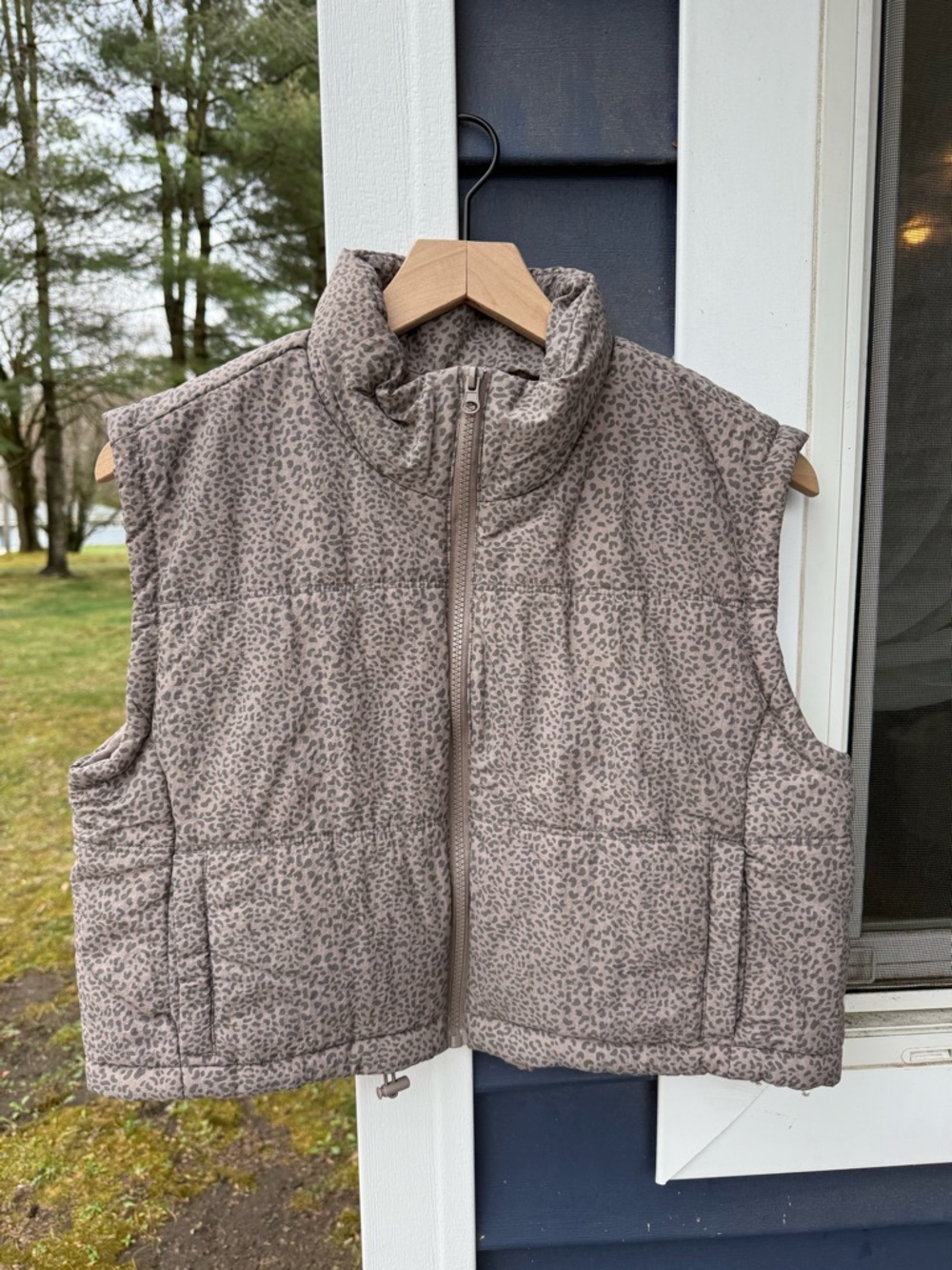 Thread & Supply Taupe Leopard Quilted Puffer Vest